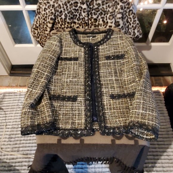 J. CREW COLLECTION Sequin Tweed Blazer Lady Jacket Size 2 Boucle - Picture 1 of 6